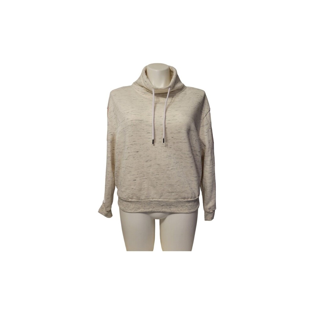 Reflex High Neck Cropped Sweatshirt Women Medium Beige Drawstring